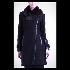 Via Spiga Wool Coat with Fetching Faux Fur Collar